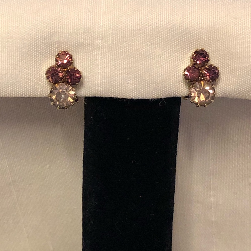 Amethyst Color Rhinestone Earrings